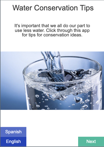 screenshot of water conservation app