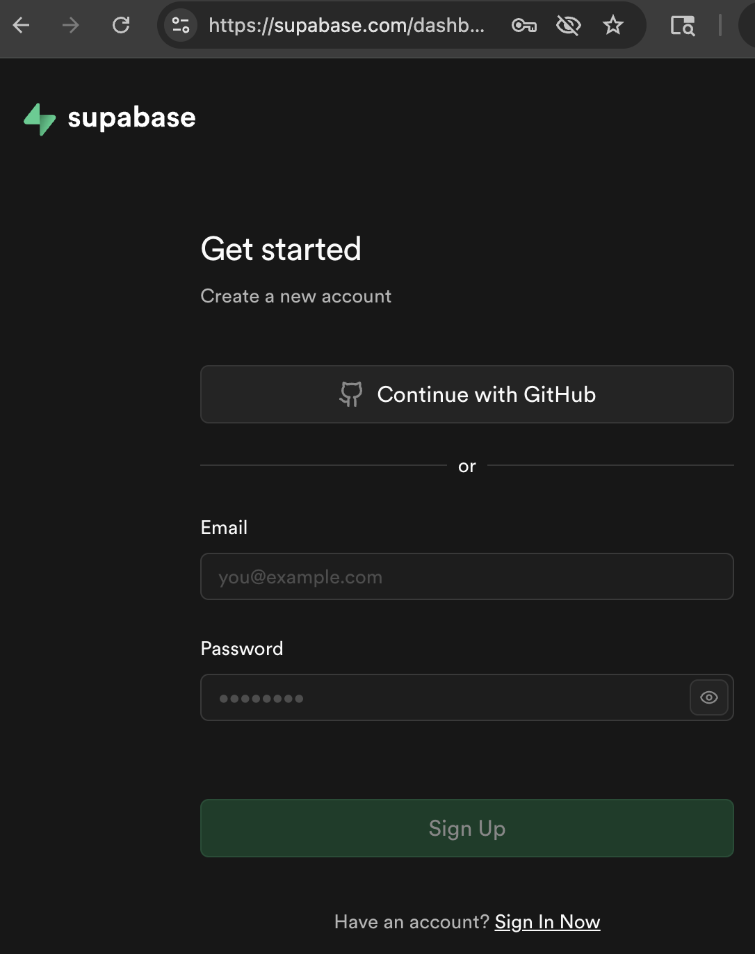 Create Supabase Account