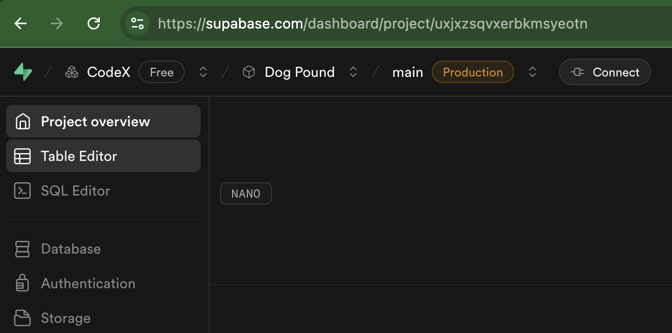 Table Editor Navigation